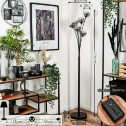 hofstein Lampadaire - Verre 12 cm Bernado Clair, Fumé, 6 lumières