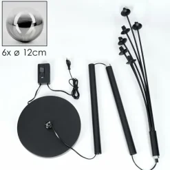 hofstein Lampadaire - Verre 12 cm Bernado Clair, Fumé, 6 lumières