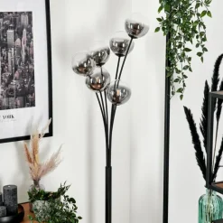 hofstein Lampadaire - Verre 12 cm Bernado Clair, Fumé, 6 lumières