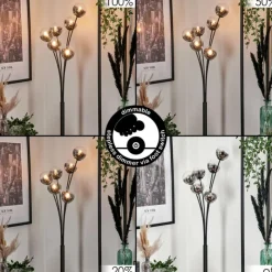 hofstein Lampadaire - Verre 10 cm Bernado Clair, Fumé, 6 lumières