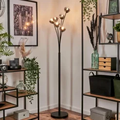 hofstein Lampadaire - Verre 10 cm Bernado Clair, Fumé, 6 lumières