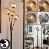 hofstein Lampadaire - Verre 10 cm Bernado Fumé, 5 lumières