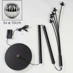 hofstein Lampadaire - Verre 10 cm Bernado Fumé, 5 lumières