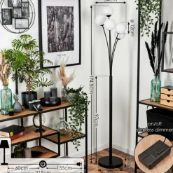 hofstein Lampadaire - Verre 12 cm Bernado Blanc, 5 lumières