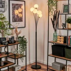 hofstein Lampadaire - Verre 12 cm Bernado Blanc, 5 lumières