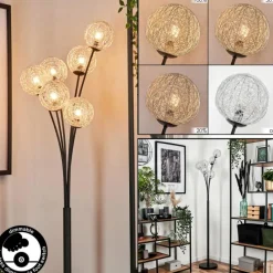 hofstein Lampadaire - Verre 12 cm Bernado Argenté, 6 lumières