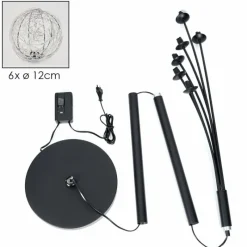 hofstein Lampadaire - Verre 12 cm Bernado Argenté, 6 lumières