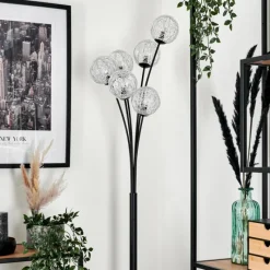 hofstein Lampadaire - Verre 12 cm Bernado Argenté, 6 lumières