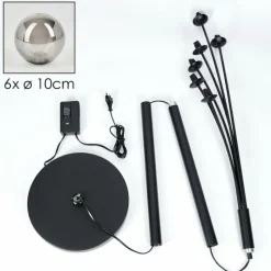 hofstein Lampadaire - Verre 10 cm Bernado Clair, Fumé, 6 lumières