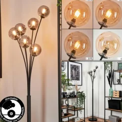 hofstein Lampadaire - Verre 12 cm Bernado Ambre, 6 lumières