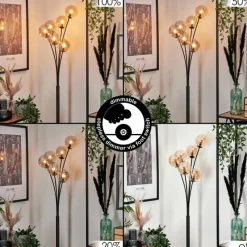 hofstein Lampadaire - Verre 12 cm Bernado Ambre, 6 lumières