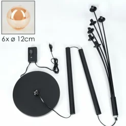 hofstein Lampadaire - Verre 12 cm Bernado Ambre, 6 lumières