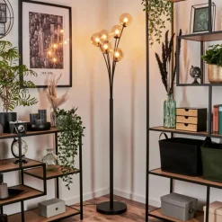 hofstein Lampadaire - Verre 12 cm Bernado Ambre, 6 lumières