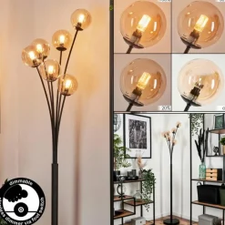 hofstein Lampadaire - Verre 10 cm Bernado Ambre, 6 lumières