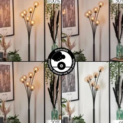 hofstein Lampadaire - Verre 10 cm Bernado Ambre, 6 lumières