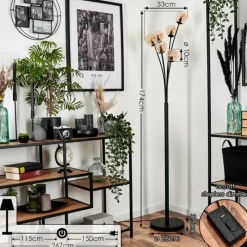 hofstein Lampadaire - Verre 10 cm Bernado Ambre, 6 lumières