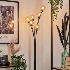 hofstein Lampadaire - Verre 10 cm Bernado Ambre, 6 lumières