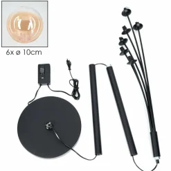 hofstein Lampadaire - Verre 10 cm Bernado Ambre, Clair, 6 lumières