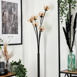 hofstein Lampadaire - Verre 10 cm Bernado Ambre, Clair, 6 lumières