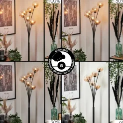 hofstein Lampadaire - Verre 12 cm Bernado Ambre, Clair, 6 lumières