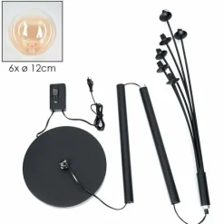 hofstein Lampadaire - Verre 12 cm Bernado Ambre, Clair, 6 lumières