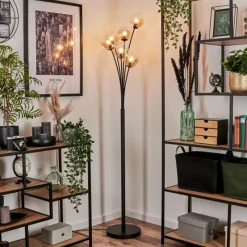 hofstein Lampadaire - Verre 12 cm Bernado Ambre, Clair, 6 lumières