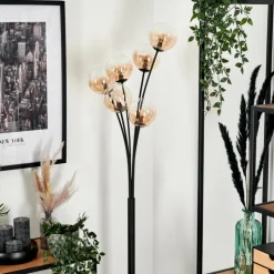 hofstein Lampadaire - Verre 12 cm Bernado Ambre, Clair, 6 lumières