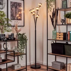 hofstein Lampadaire - Verre 10 cm Bernado Fumé, 6 lumières