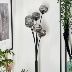 hofstein Lampadaire - Verre 12 cm Bernado Fumé, 6 lumières