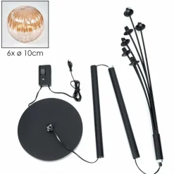 hofstein Lampadaire - Verre 10 cm Bernado Ambre, 6 lumières