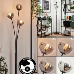 hofstein Lampadaire - Verre 10 cm Bernado Clair, Fumé, 3 lumières