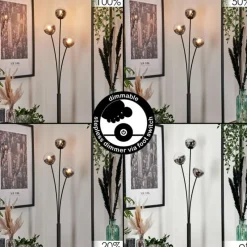 hofstein Lampadaire - Verre 10 cm Bernado Clair, Fumé, 3 lumières