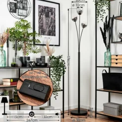 hofstein Lampadaire - Verre 10 cm Bernado Clair, Fumé, 3 lumières