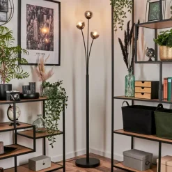 hofstein Lampadaire - Verre 10 cm Bernado Clair, Fumé, 3 lumières