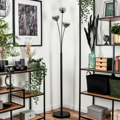 hofstein Lampadaire - Verre 12 cm Bernado Clair, Fumé, 3 lumières