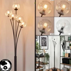 hofstein Lampadaire - Verre 10 cm Bernado Clair, 5 lumières