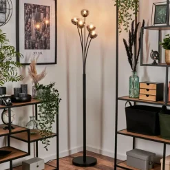 hofstein Lampadaire - Verre 10 cm Bernado Clair, Fumé, 5 lumières