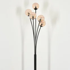 hofstein Lampadaire - Verre 10 cm Bernado Ambre, 5 lumières