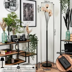 hofstein Lampadaire - Verre 12 cm Bernado Ambre, 5 lumières