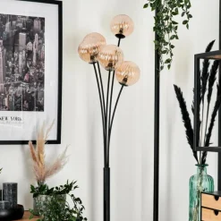 hofstein Lampadaire - Verre 12 cm Bernado Ambre, 5 lumières