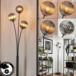 hofstein Lampadaire - Verre 12 cm Bernado Fumé, 3 lumières