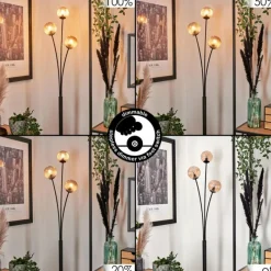 hofstein Lampadaire - Verre 10 cm Bernado Ambre, 3 lumières