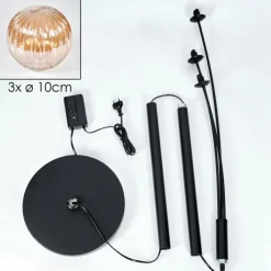 hofstein Lampadaire - Verre 10 cm Bernado Ambre, 3 lumières