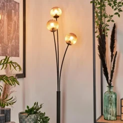 hofstein Lampadaire - Verre 10 cm Bernado Ambre, 3 lumières