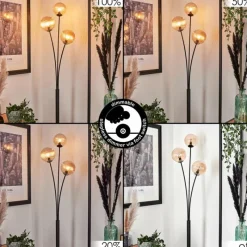 hofstein Lampadaire - Verre 12 cm Bernado Ambre, 3 lumières