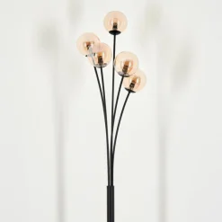 hofstein Lampadaire - Verre 10 cm Bernado Ambre, 5 lumières