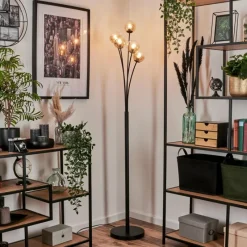 hofstein Lampadaire - Verre 10 cm Bernado Ambre, Clair, 5 lumières