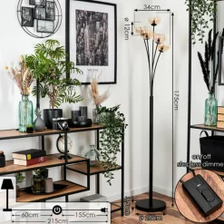 hofstein Lampadaire - Verre 12 cm Bernado Ambre, Clair, 5 lumières