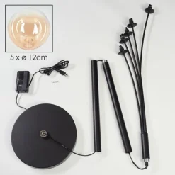 hofstein Lampadaire - Verre 12 cm Bernado Ambre, Clair, 5 lumières