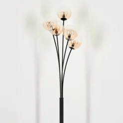 hofstein Lampadaire - Verre 12 cm Bernado Ambre, Clair, 5 lumières